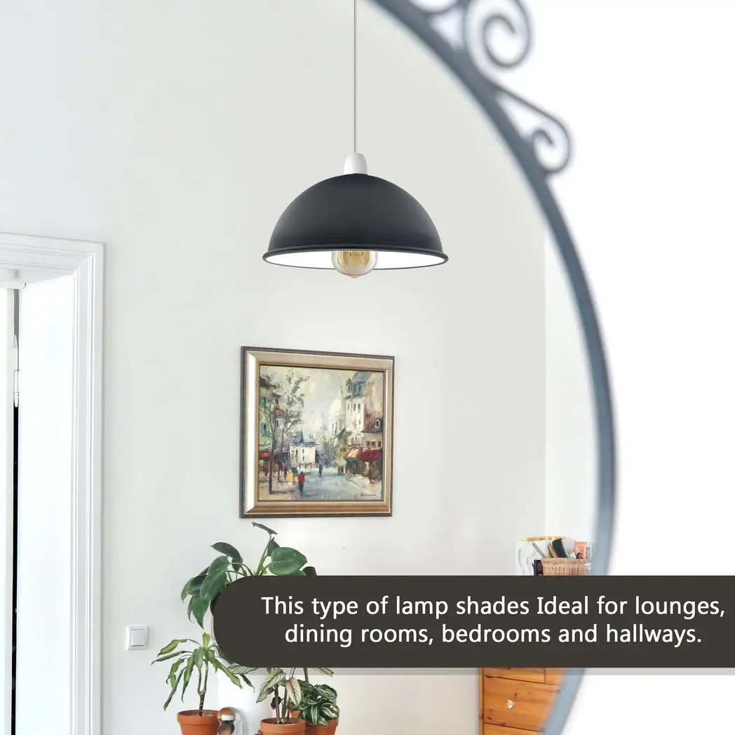 Unbranded Vintage Industrial Easy Fit Dome Shaped Lamp Shade Ceiling, Pendant, Wall Light Metal E27 Light Fitting 60W - Pendant Lights