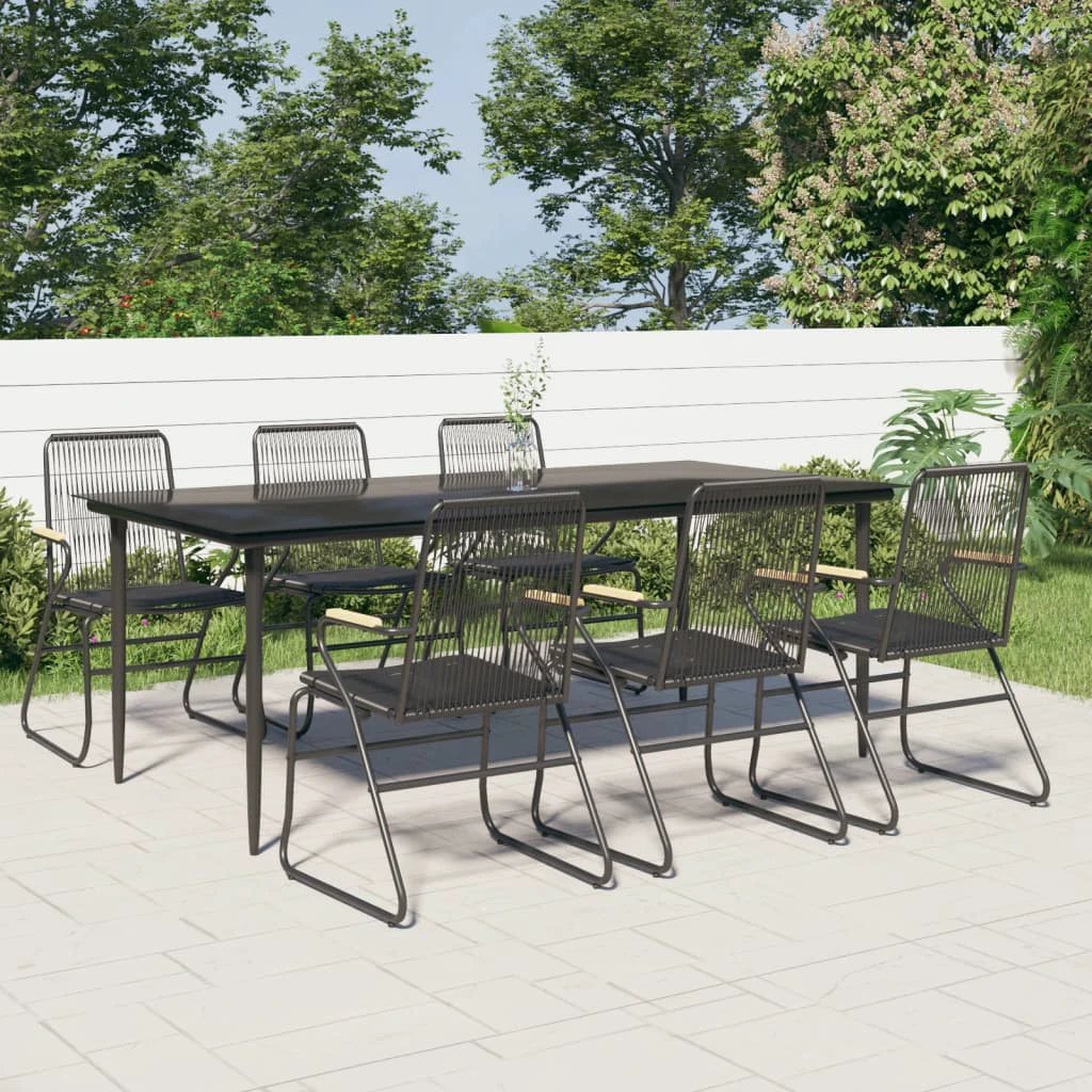 VidaXL 5 Piece Dining Set Black PVC Rattan Durable Outdoor by vidaXL