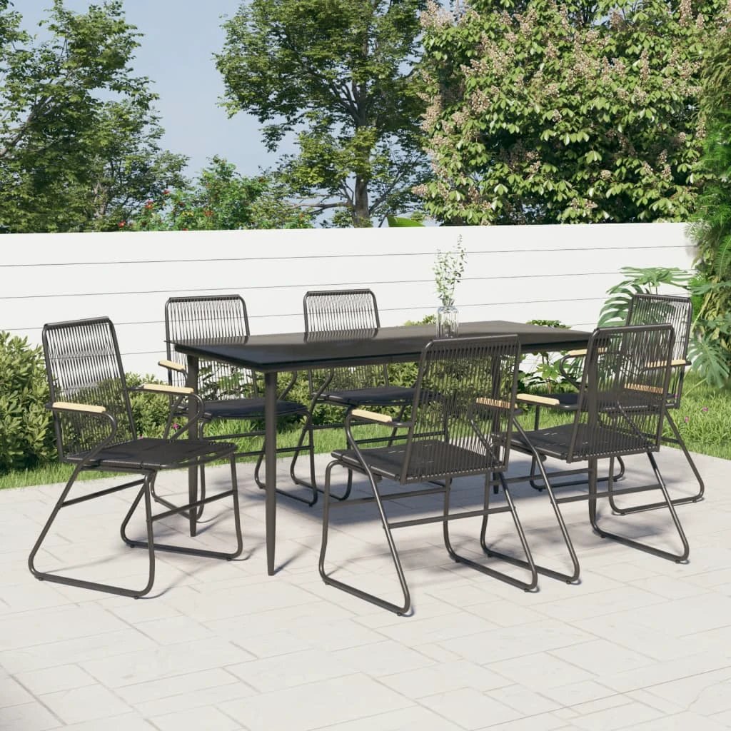 VidaXL 5 Piece Dining Set Black PVC Rattan Durable Outdoor by vidaXL