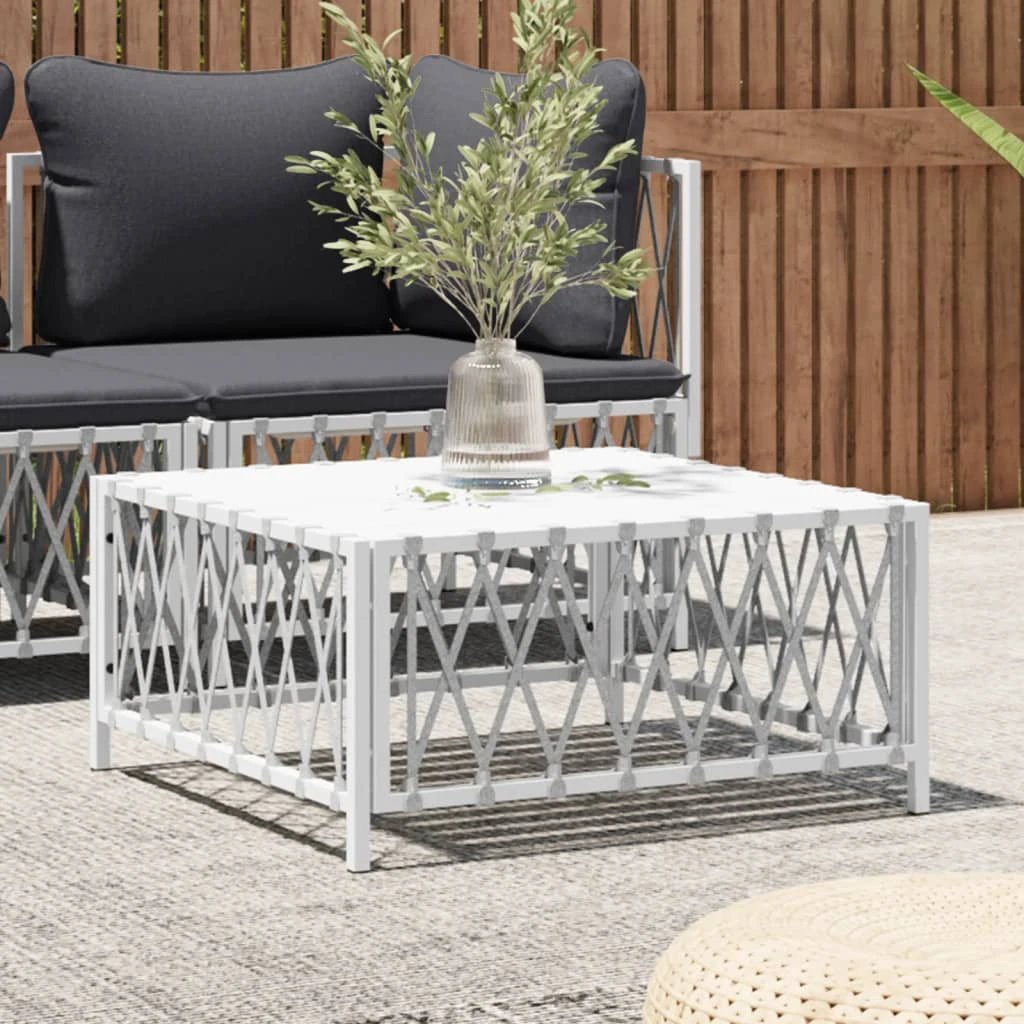 vidaXL vidaXL Garden Table White 70x70x34 cm Woven Fabric - Garden Table