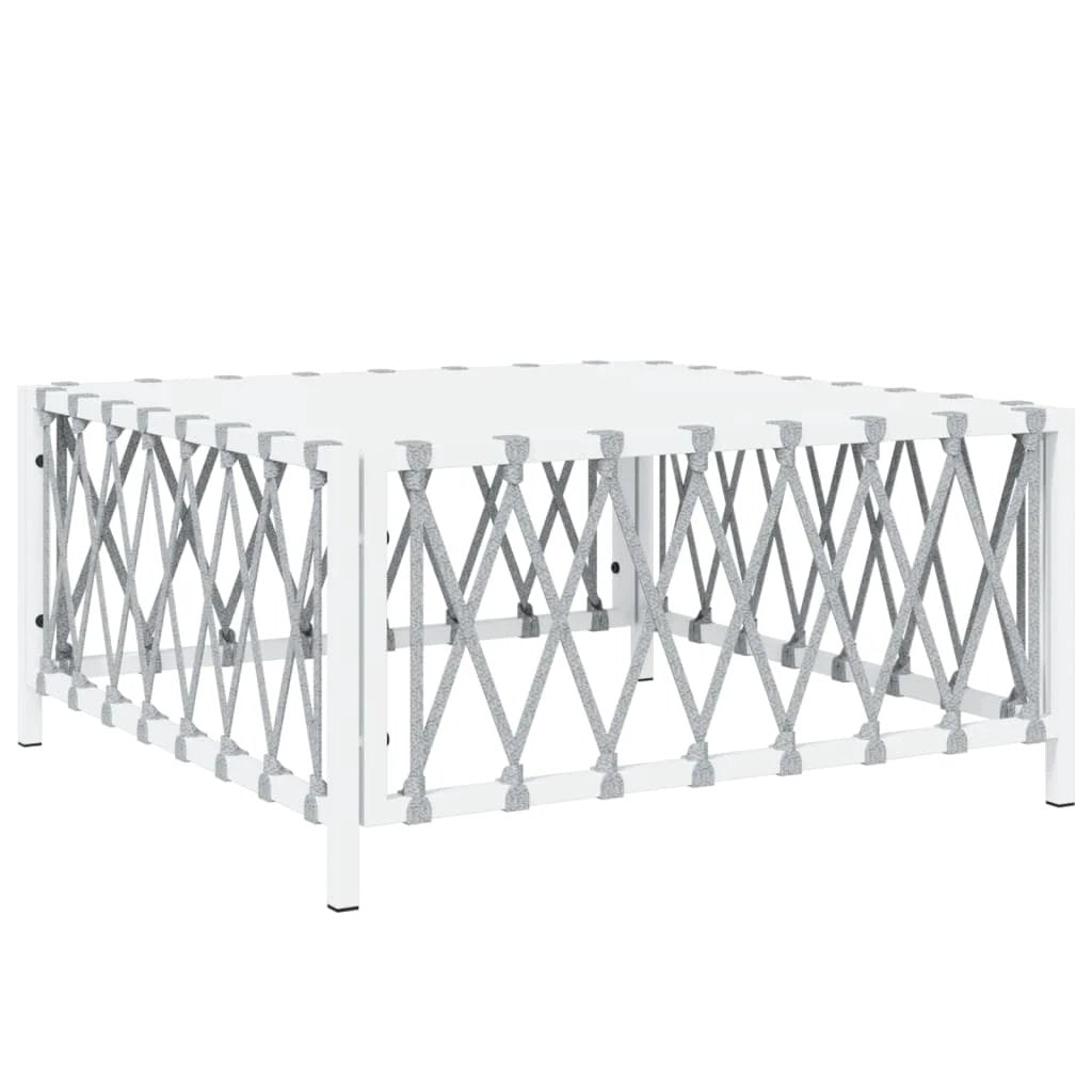 vidaXL vidaXL Garden Table White 70x70x34 cm Woven Fabric - Garden Table