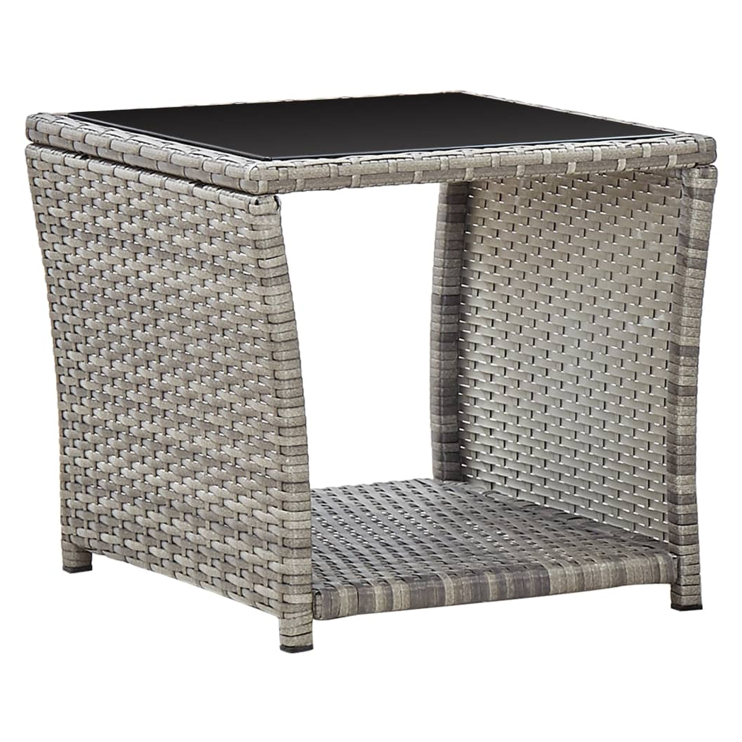 vidaXL vidaXL Coffee Table 45x45x40 cm Poly Rattan Glass Top Weather Resistant Outdoor Patio - Coffee Table