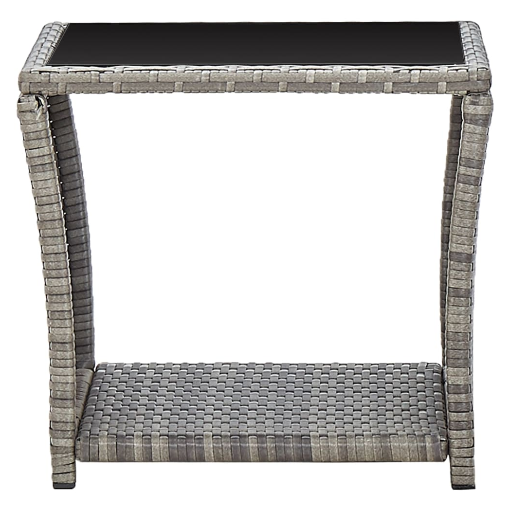 vidaXL vidaXL Coffee Table 45x45x40 cm Poly Rattan Glass Top Weather Resistant Outdoor Patio - Coffee Table