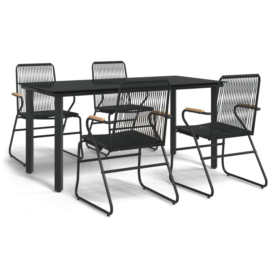 vidaXL VidaXL 5 Piece Garden Dining Set Black PVC Rattan Outdoor - Garden Set