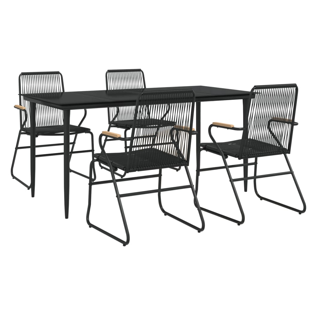 VidaXL 5 Piece Dining Set Black PVC Rattan Durable Outdoor by vidaXL