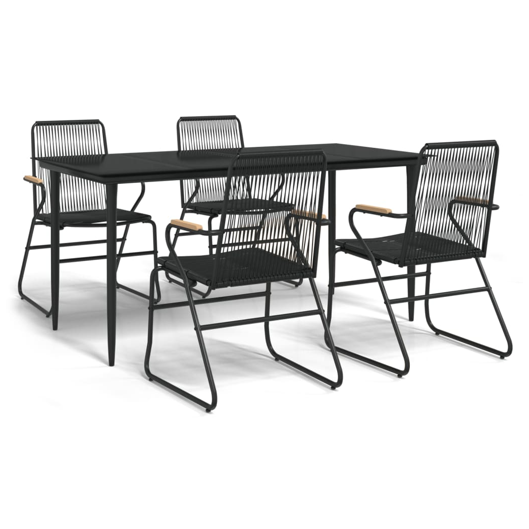 VidaXL 5 Piece Dining Set Black PVC Rattan Durable Outdoor by vidaXL