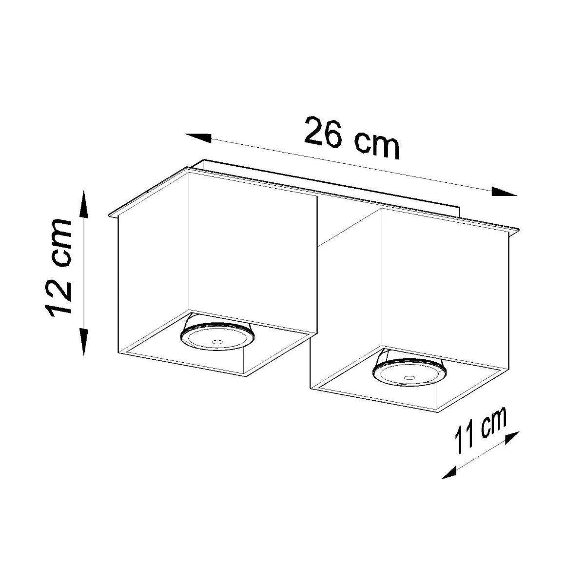Quad Ceiling Lamp 26x11x12cm Black GU10 Indoor by Sollux Lighting