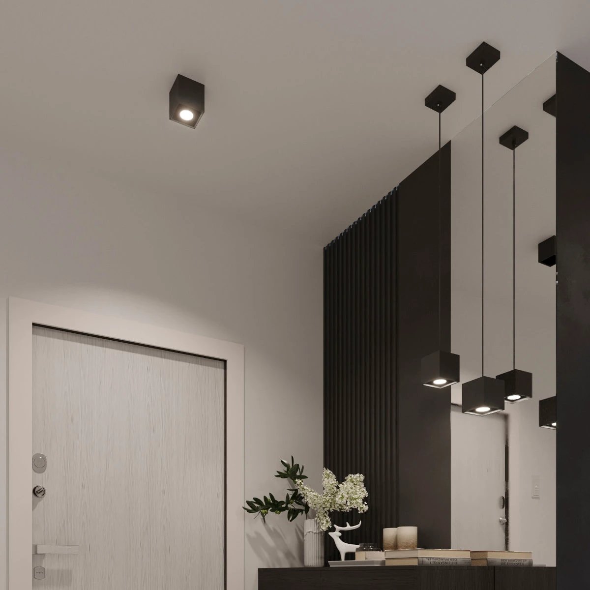 Quad Ceiling Lamp 26x11x12cm Black GU10 Indoor by Sollux Lighting