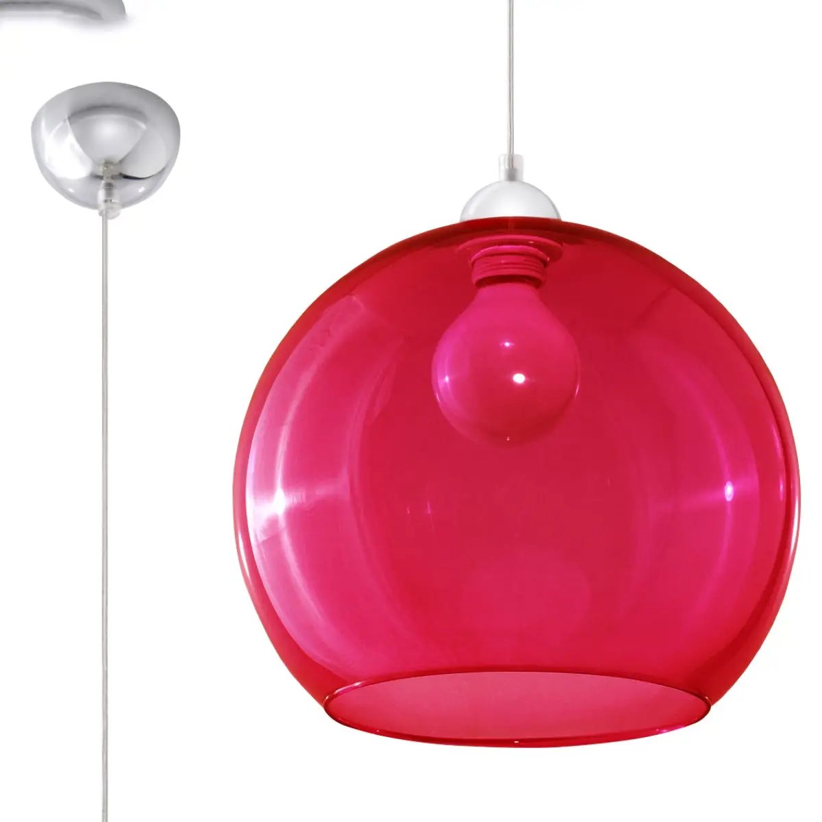 Sollux Lighting Pendant lamp steel, glass Ball minimalistic Design E27 - Pendant Lights