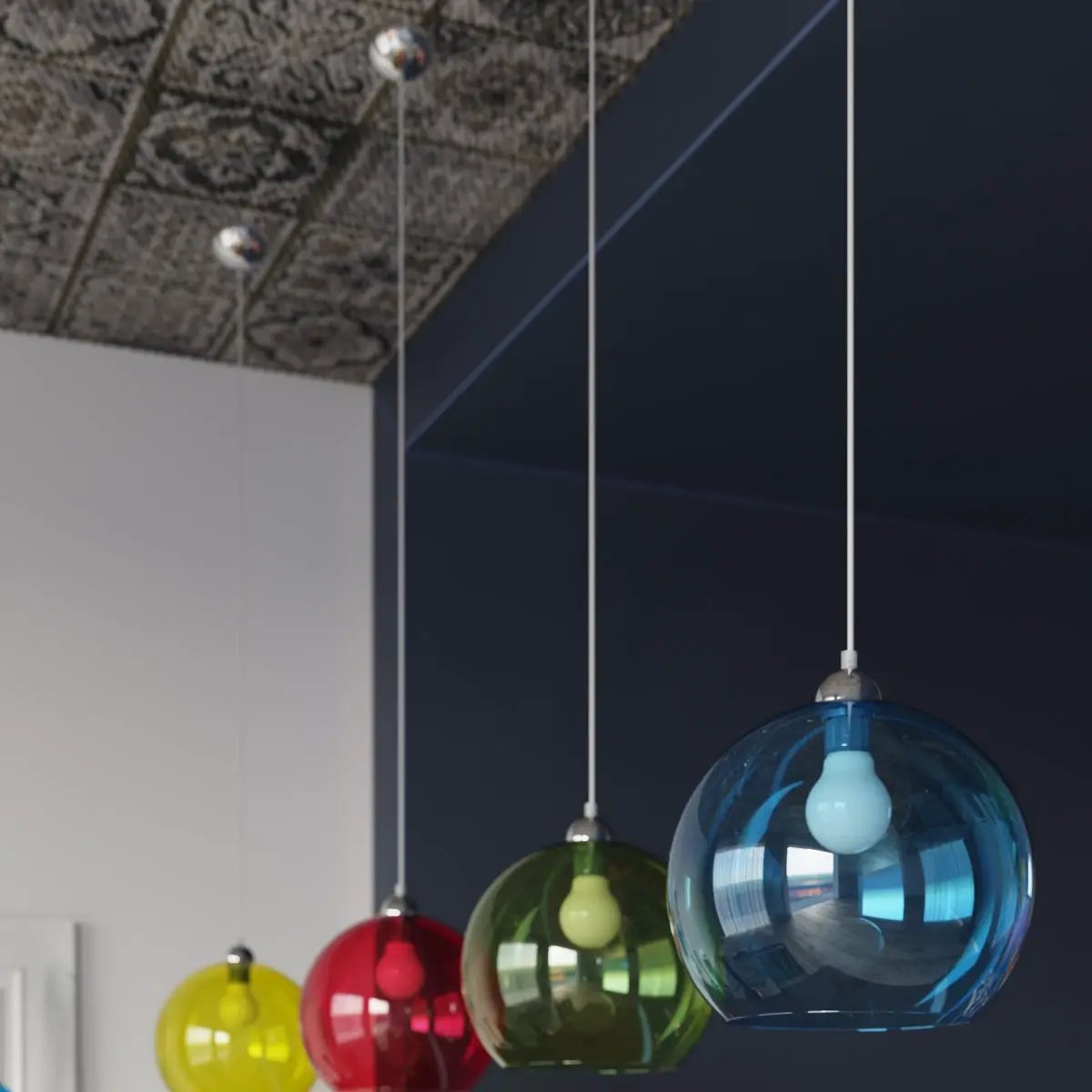 Sollux Lighting Pendant lamp steel, glass Ball minimalistic Design E27 - Pendant Lights