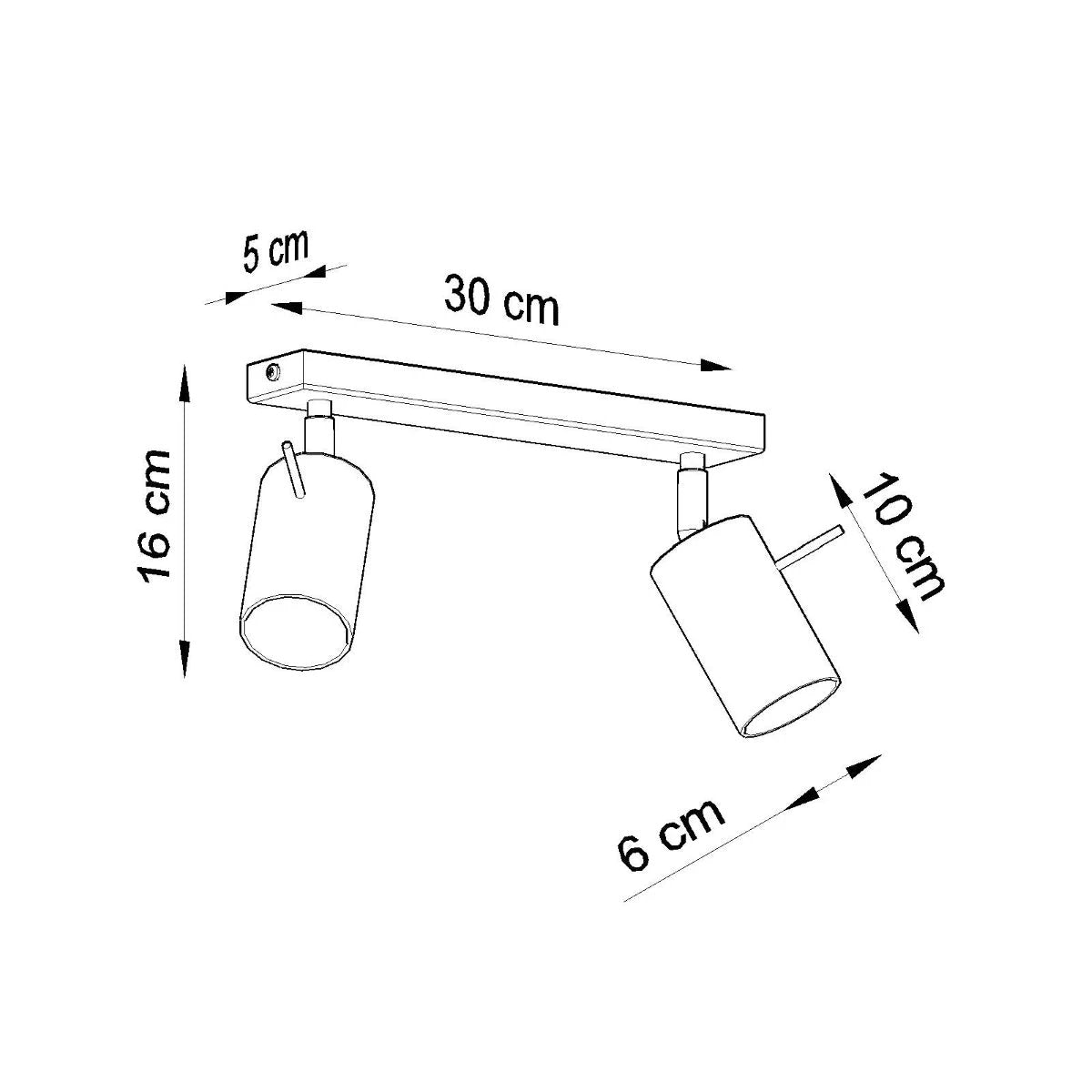 Sollux Lighting Premium Steel Ceiling Light 30x6x16 cm Dual GU10 Heads Ideal For Modern Living Rooms - Ceiling Lights
