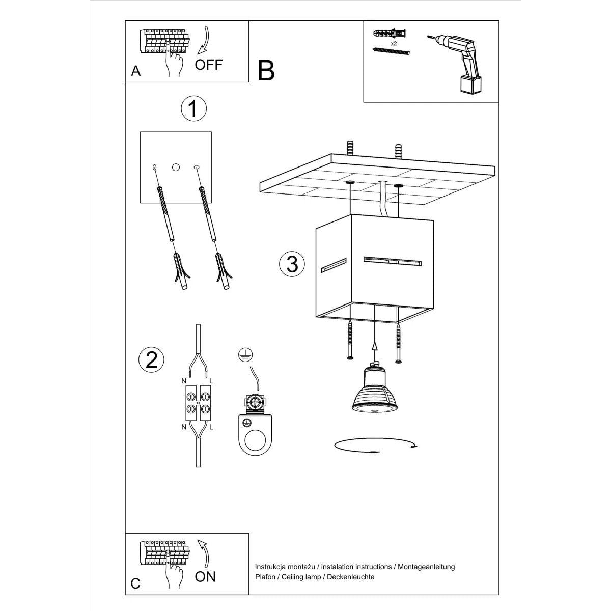 Lobo Ceiling Light 10x10x10cm Aluminium Indoor by Sollux Lighting