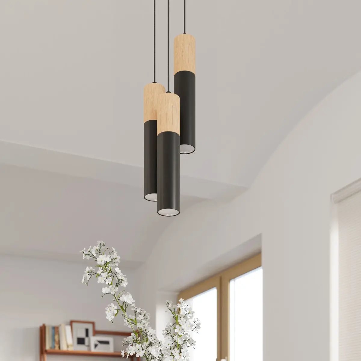 Sollux Lighting Pendant lamp steel, wood Pablo modern Design GU10 - Pendant Lights