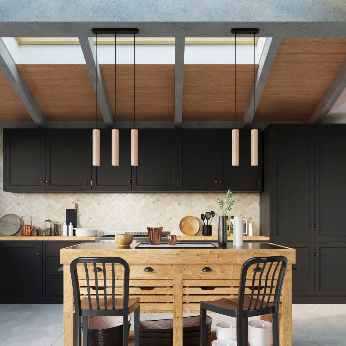 Sollux Lighting Pendant lamp wood Lino Scandinavian Design GU10 - Pendant Lights