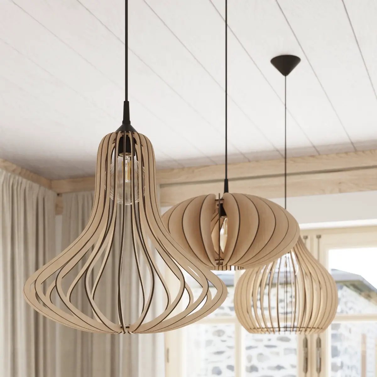 Sollux Lighting Pendant lamp wood Elza Scandinavian Design E27 - Pendant Lights