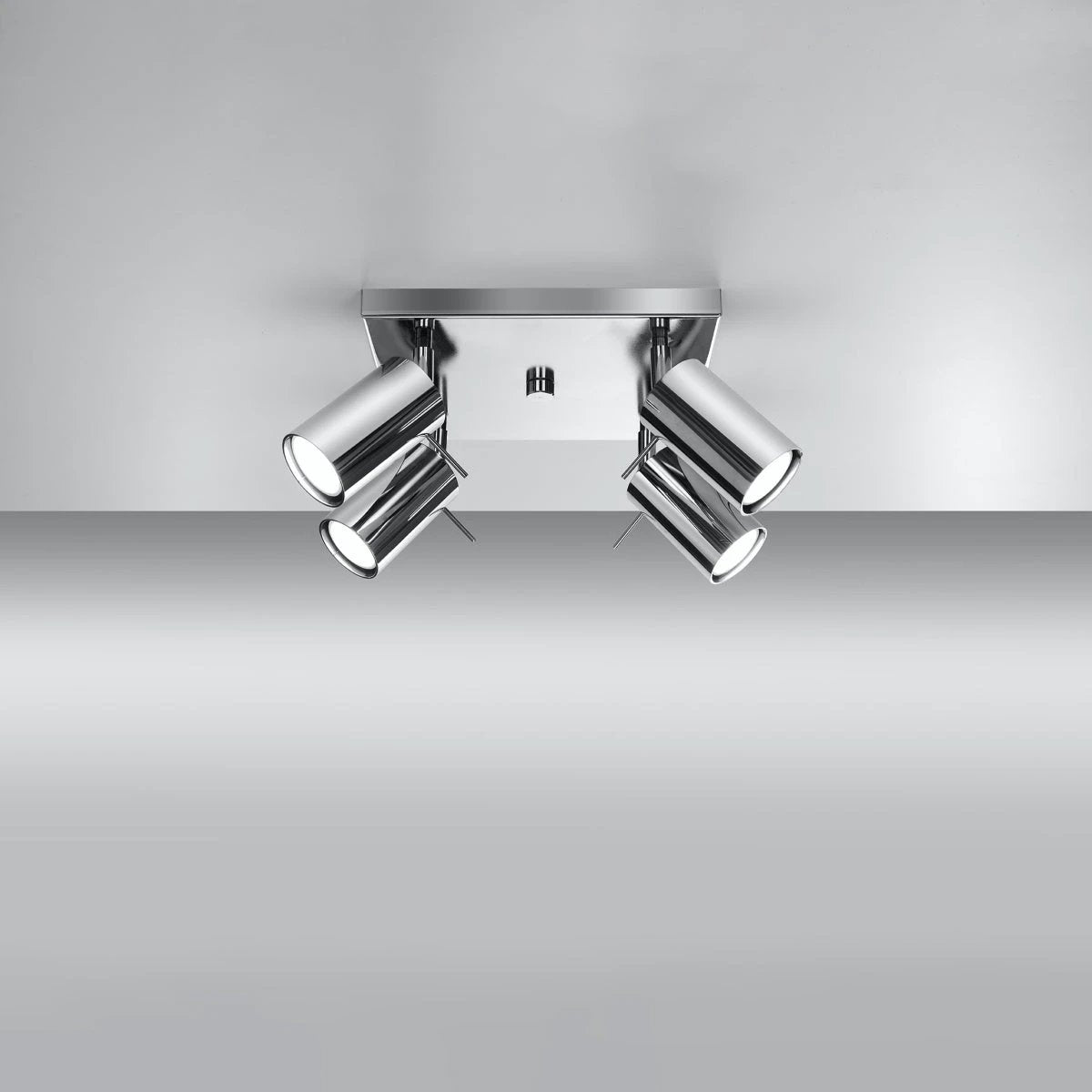 Sollux Lighting Premium Chrome Ceiling Spotlight Four GU10 Heads 25x25x16cm For Modern Living Rooms - Ceiling Lights
