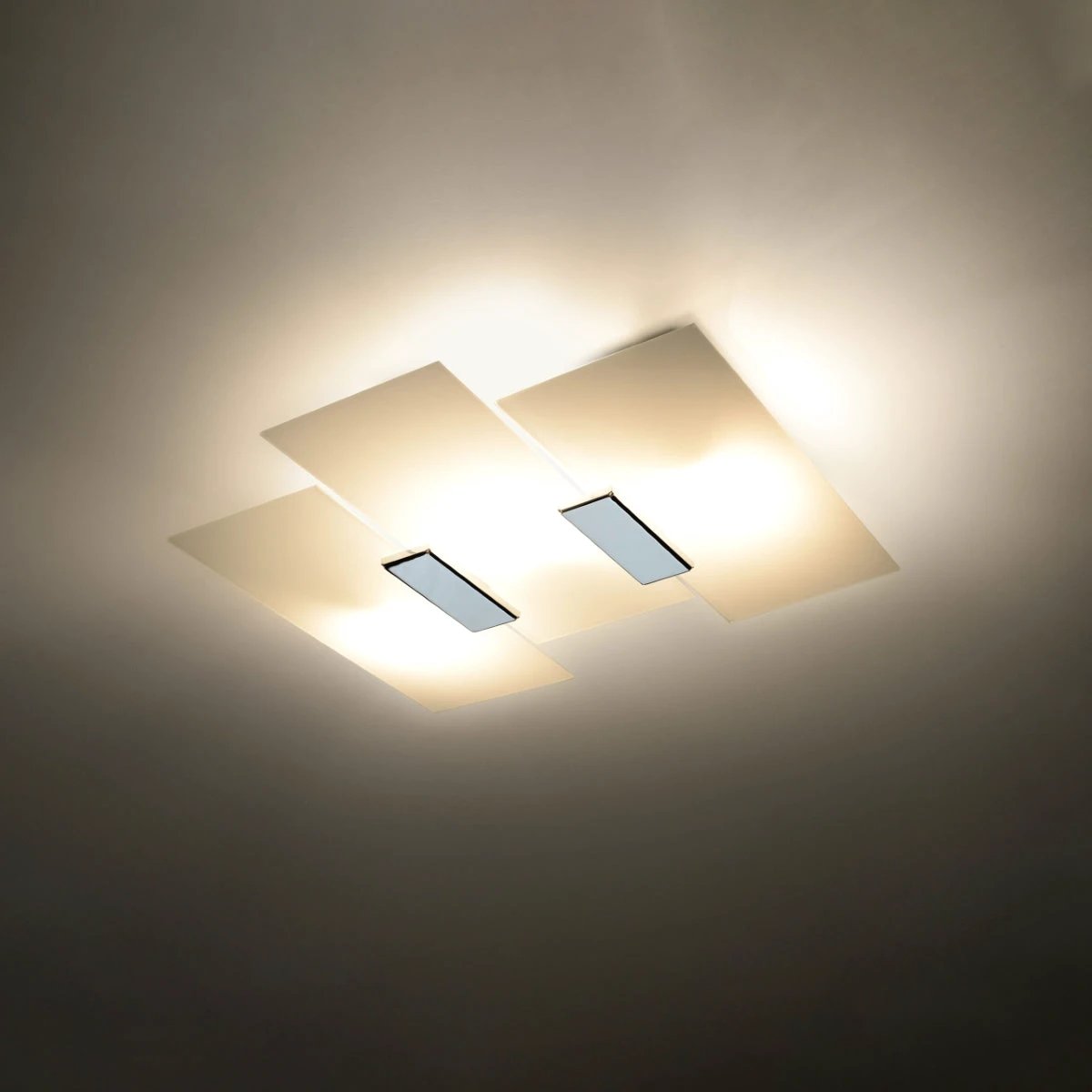 Fabiano Modern Ceiling Lamp 40x42x7 cm Steel Glass E27 For Contemporary Homes Living Room Decor by Sollux Lighting
