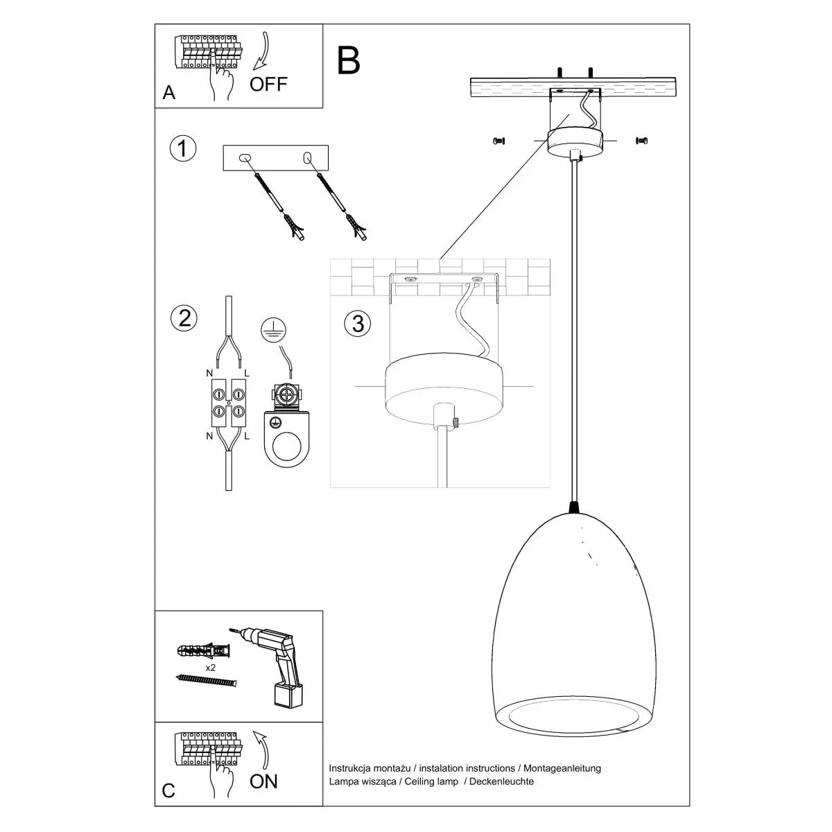 Sollux Lighting Pendant lamp ceramics Bukano modern Design E27 - Pendant Lights