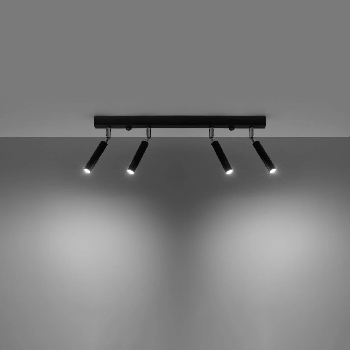Eyetech Ceiling Lamp 60x3x20 cm Adjustable Heads 4x12W LED Black Steel Finish Ideal For Hallways by Sollux Lighting
