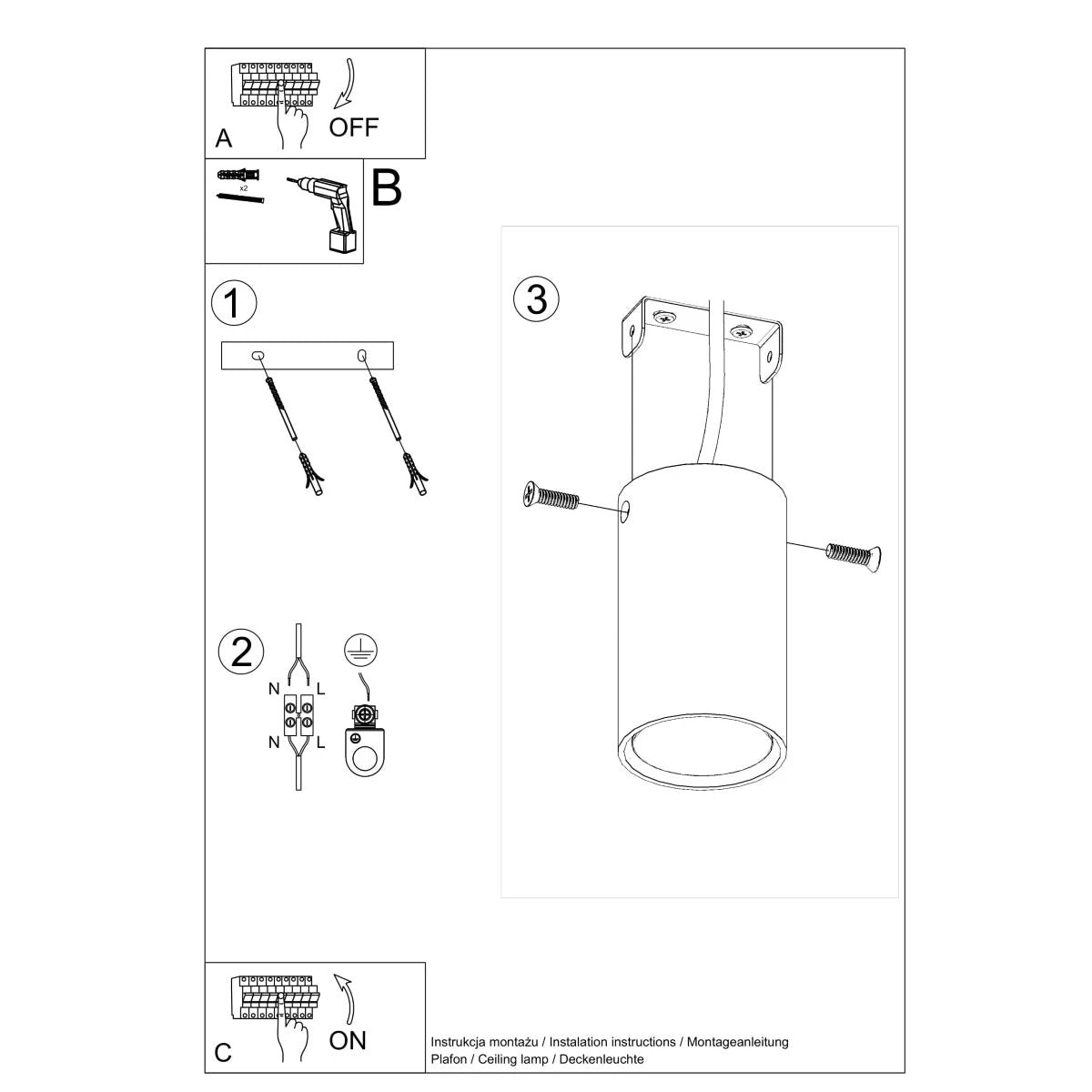 Sollux Lighting Lagos Ceiling Lamp 6x6x10cm Gu10 Home - Ceiling Lights
