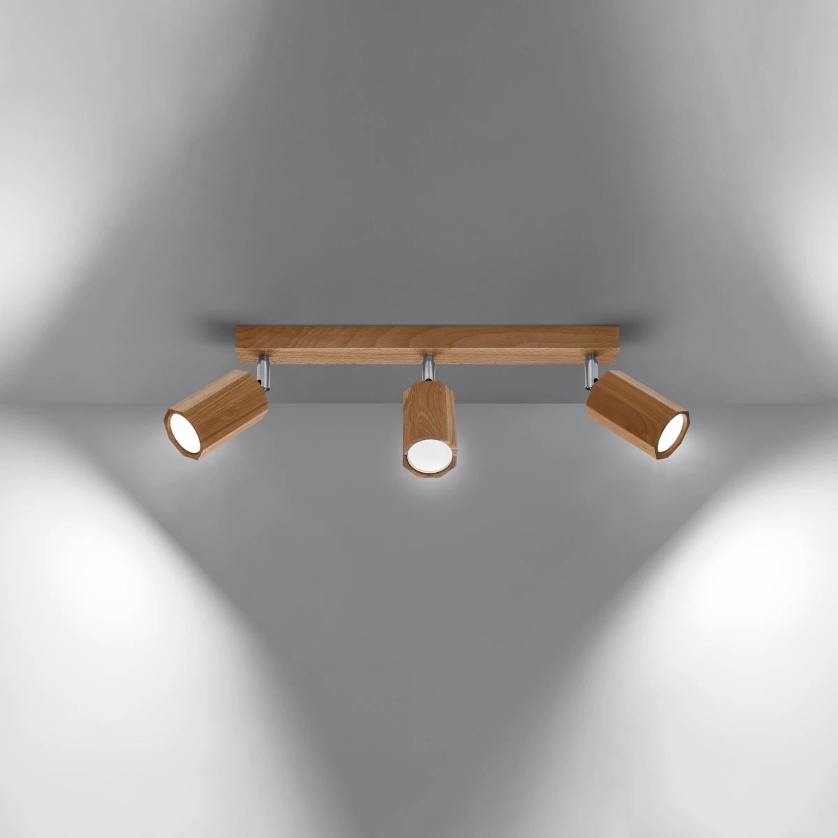 Zake Scandinavian Wooden Ceiling Lamp, 45/5/20 cm, Oak Design with GU10 Bulb for Cozy Interiors by Sollux Lighting
