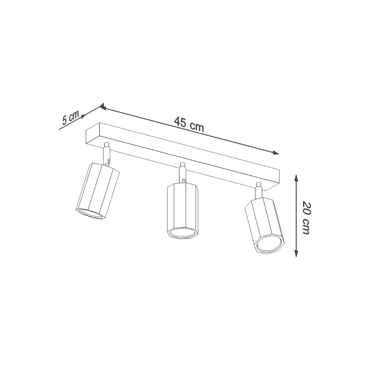 Zake Scandinavian Wooden Ceiling Lamp, 45/5/20 cm, Oak Design with GU10 Bulb for Cozy Interiors by Sollux Lighting