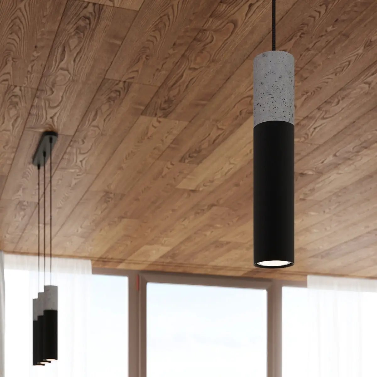 Sollux Lighting Pendant lamp Steel, concrete Borgio modern Design GU10 - Pendant Lights