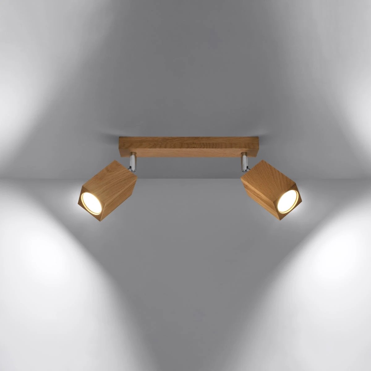 Sollux Lighting Scandi Oak Ceiling Spotlight 30x5x20cm TwoHeadGU10 - Ceiling Lights