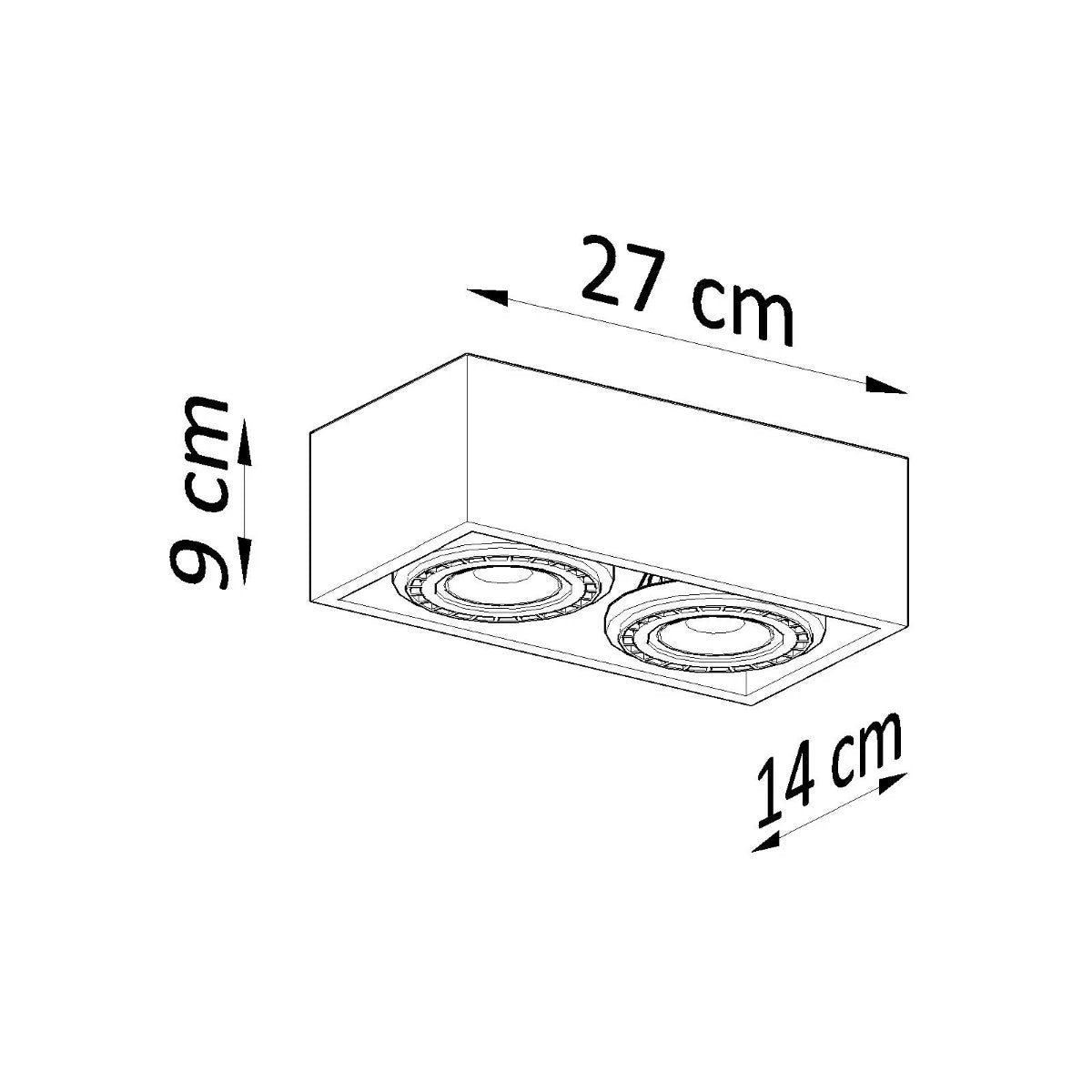 Concrete Ceiling Light 27x14x9cm Dual GU10 Indoor by Sollux Lighting