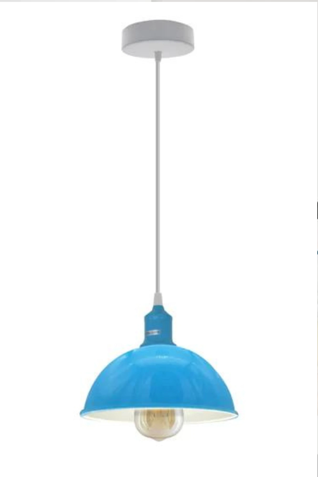 Modern Industrial Cyan Blue Pendant Light E27 Base Dimmer Ready Ceiling Shade Modern Homes by LEDSONE