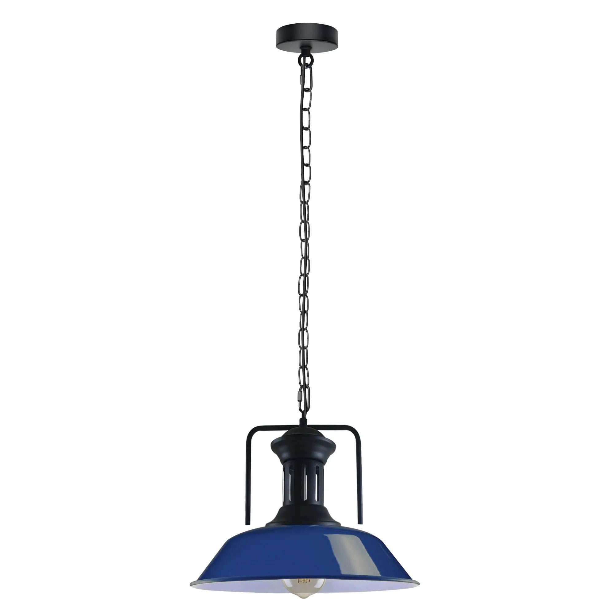 LEDSONE Vintage Industrial Navy Blue Ceiling Pendant Light Shade Hanging Lamp Light - Pendant Lights