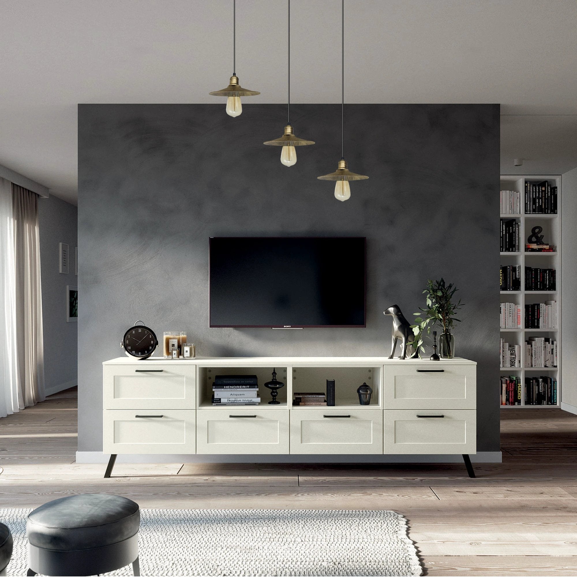 Brushed Brass Pendant Light 22cm 4Head Home by LEDSONE
