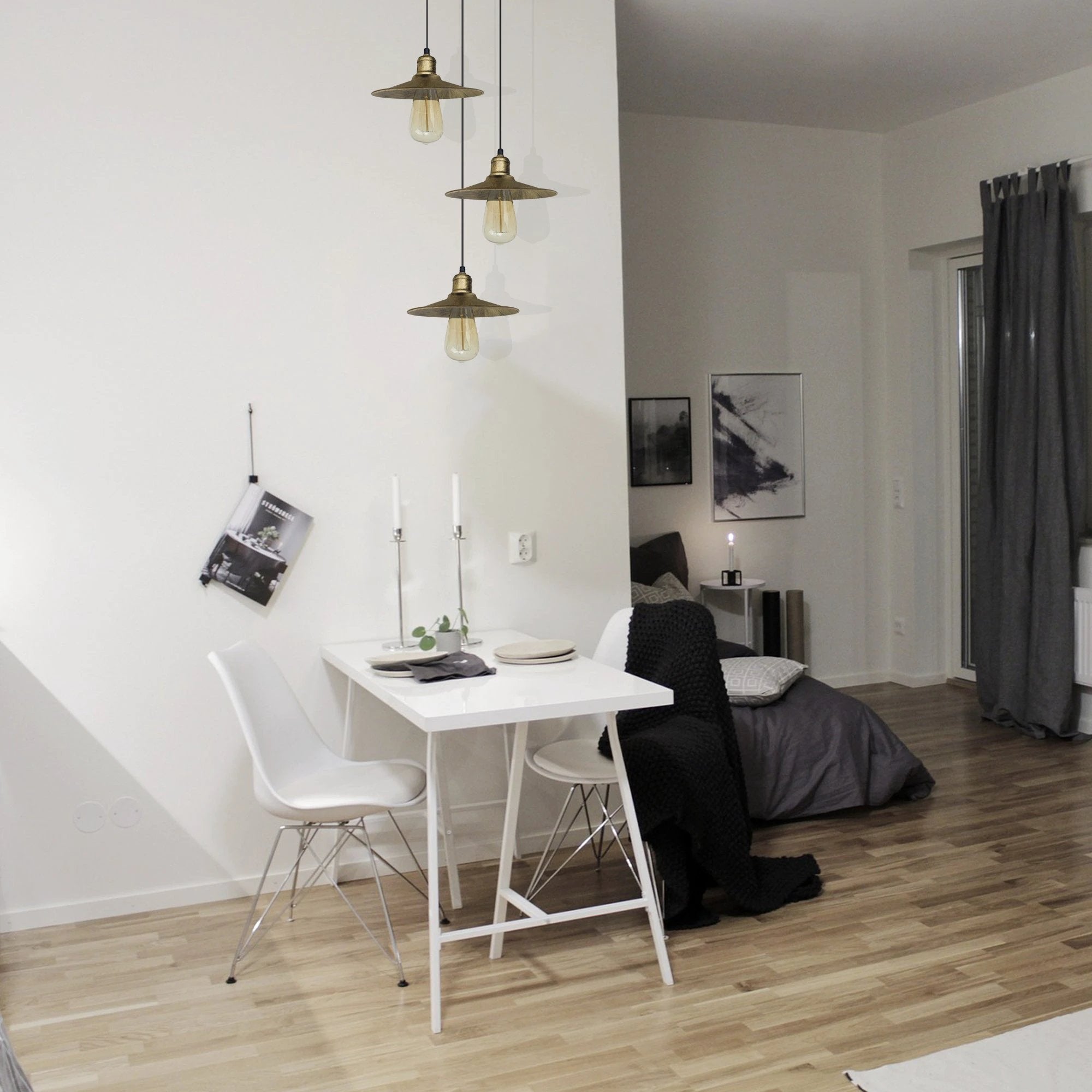 LEDSONE Brass Pendant Light 22cm Three Head Home Decor - Ceiling Lights