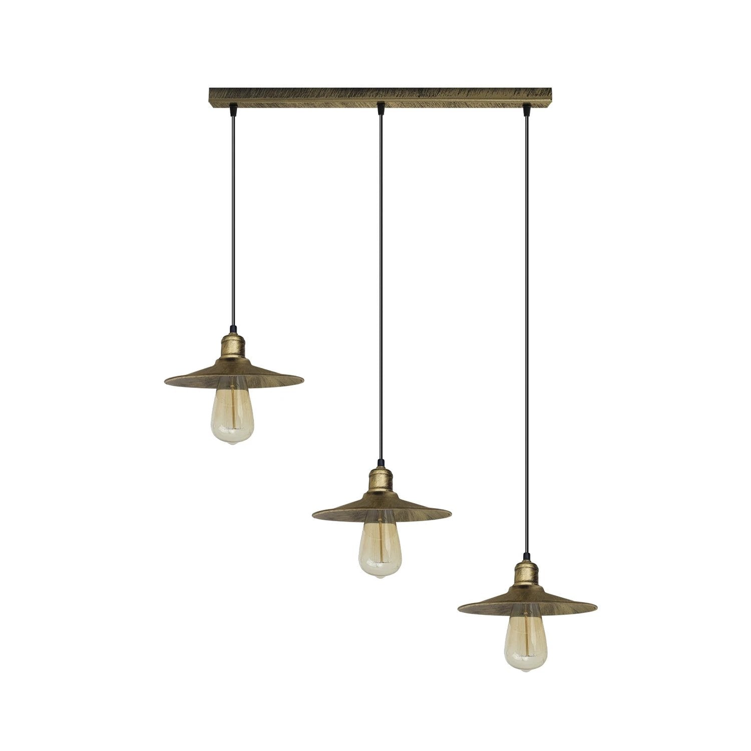 LEDSONE Brushed Brass 3 Head Pendant 22cm Easy Fit Home - Ceiling Lights