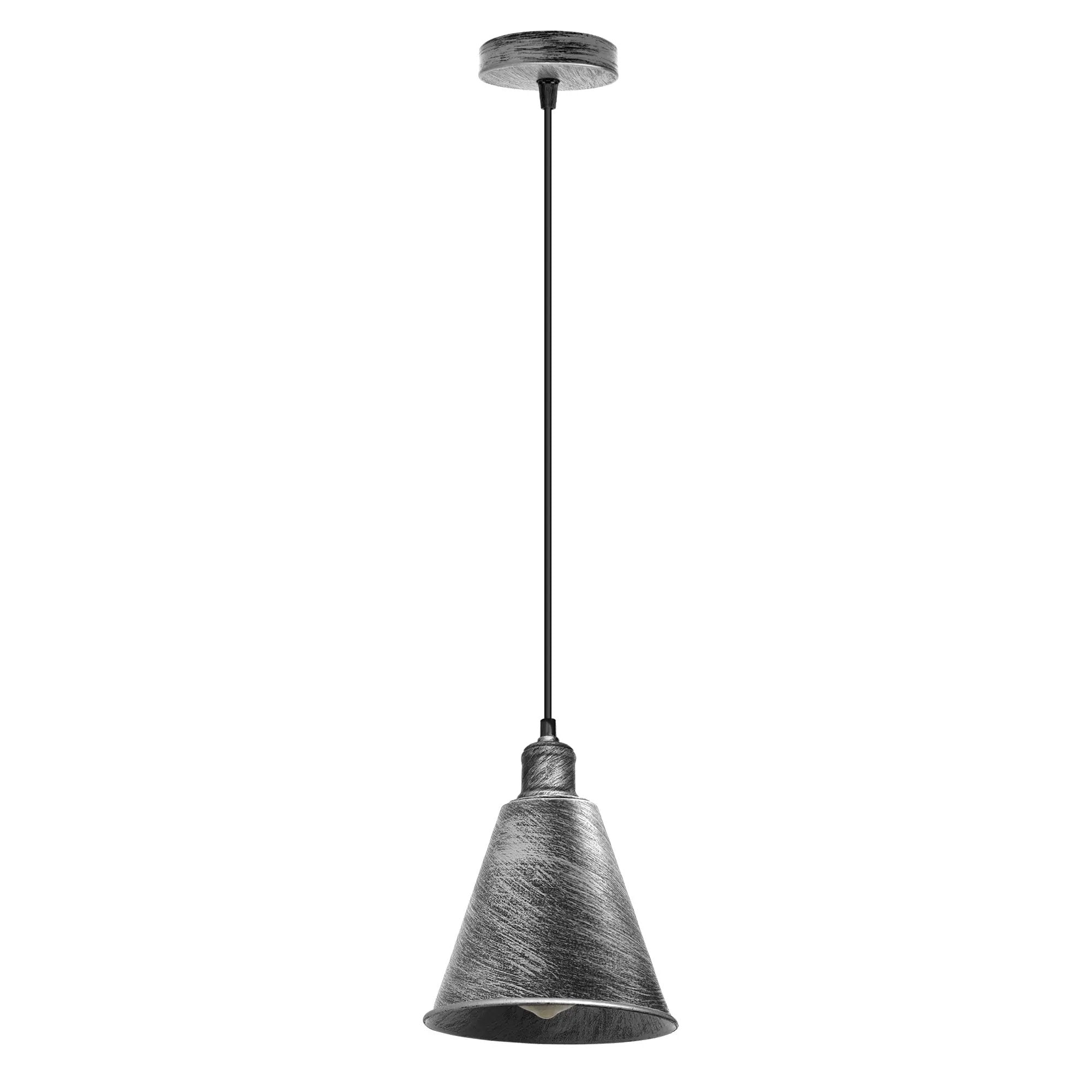 LEDSONE Modern Hanging Cone Shaped Pendant Light Fixture With Brushed Silver Colour Lampshade - Pendant Lights