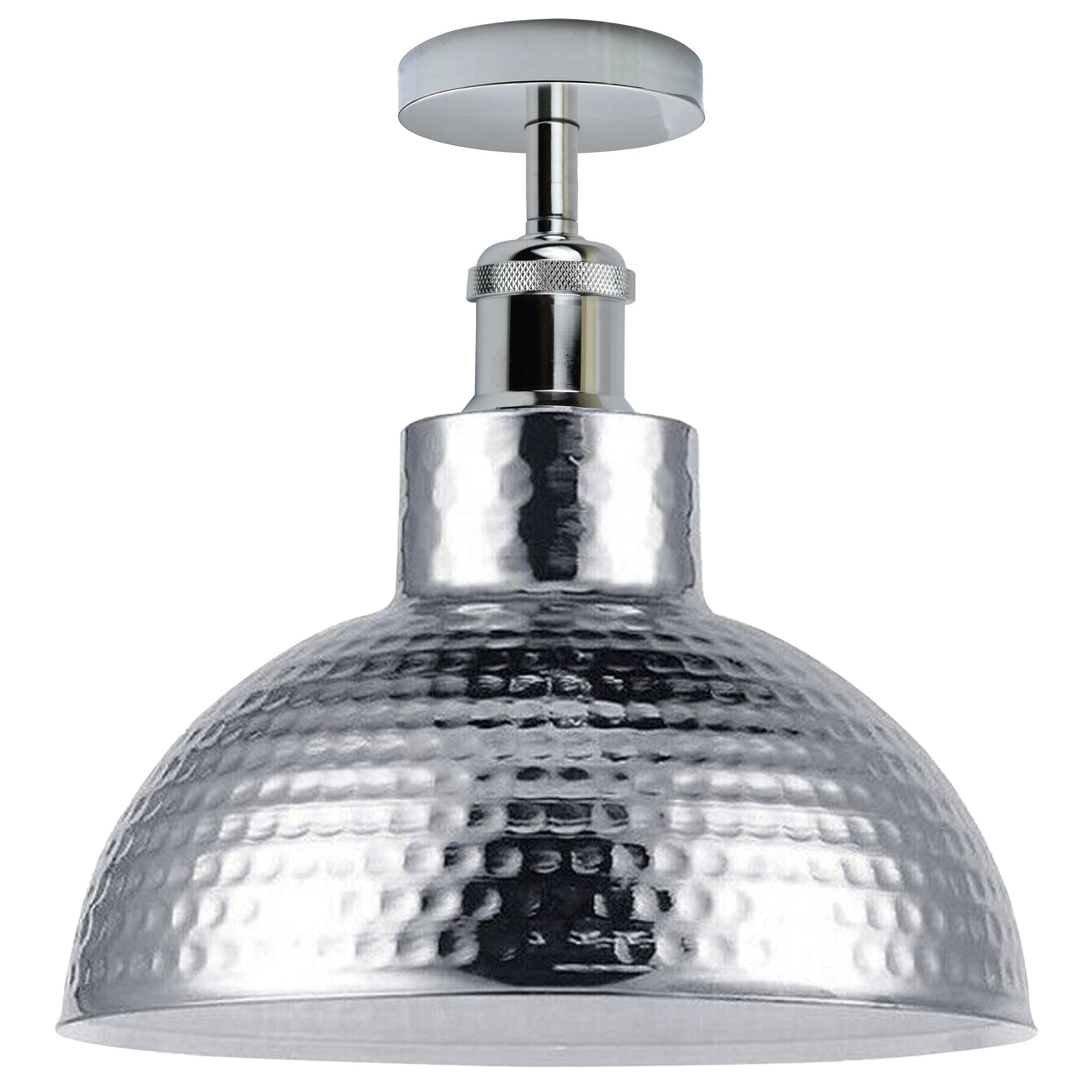 Vintage Flush Mount 6in Hammered Chrome Home by LEDSONE