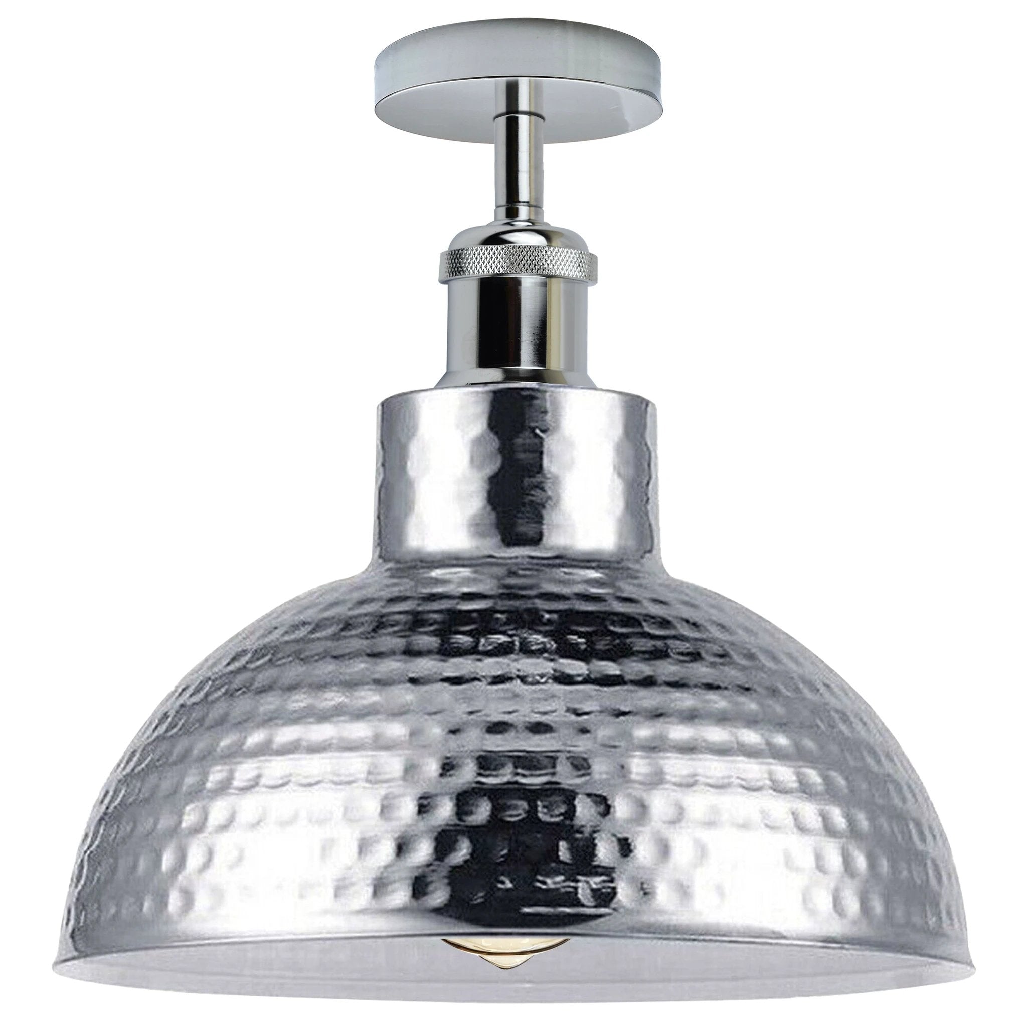 Vintage Flush Mount 6in Hammered Chrome Home by LEDSONE