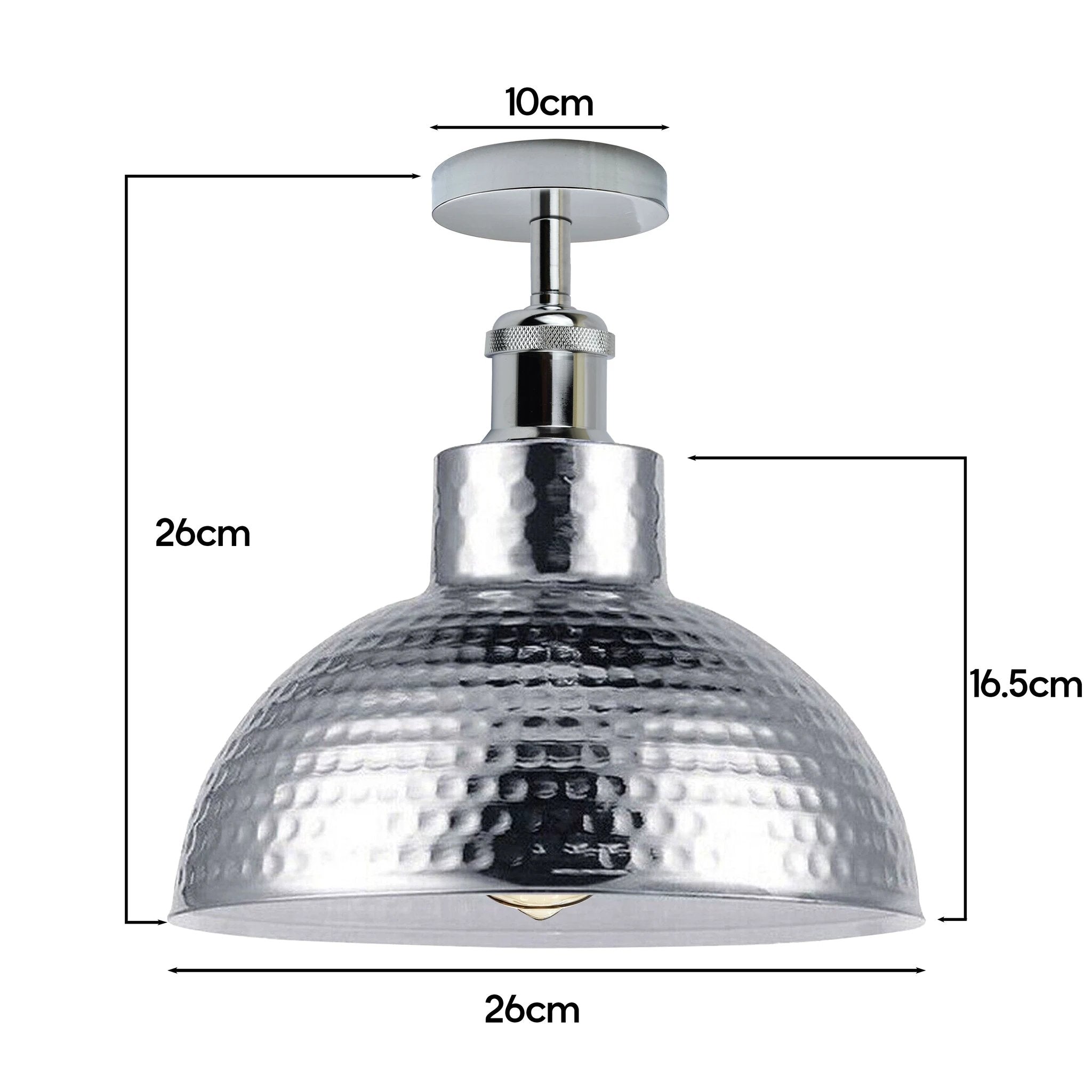 Vintage Flush Mount 6in Hammered Chrome Home by LEDSONE