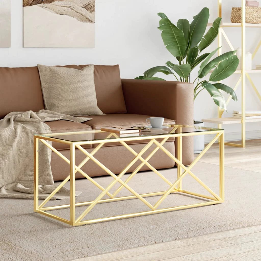 VidaXL Coffee Table 110x45x45 Cm Stainless Steel Glass Modern Living Room Centerpiece by vidaXL