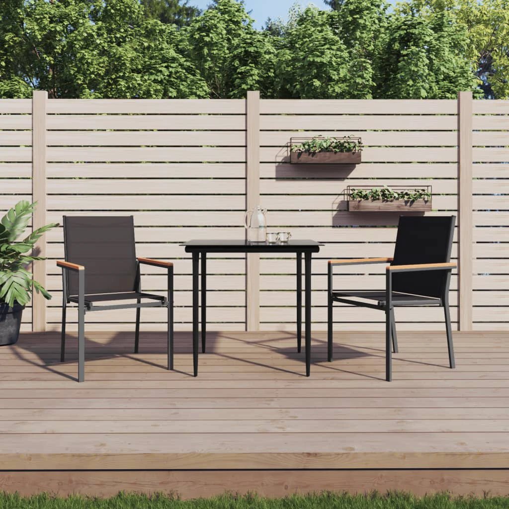 vidaXL VidaXL 3 Piece Garden Dining Set Black Textilene Outdoor - Garden Set