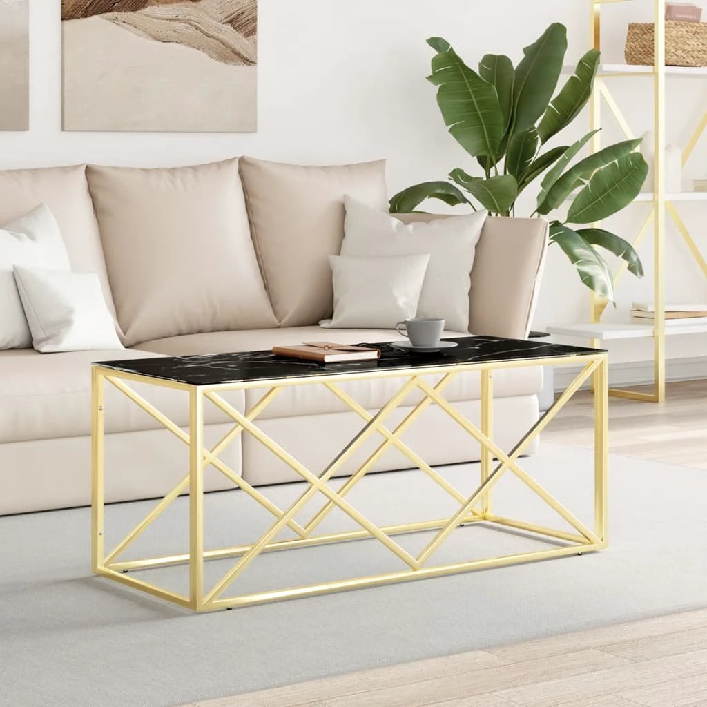 VidaXL Coffee Table 110x45x45 Cm Stainless Steel Glass Modern Living Room Centerpiece by vidaXL
