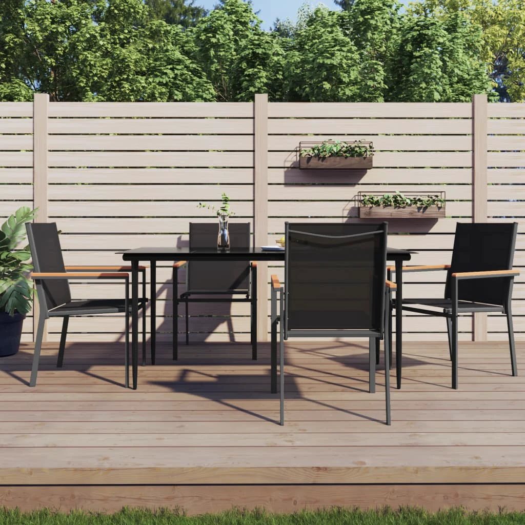 vidaXL VidaXL 3 Piece Garden Dining Set Black Textilene Outdoor - Garden Set