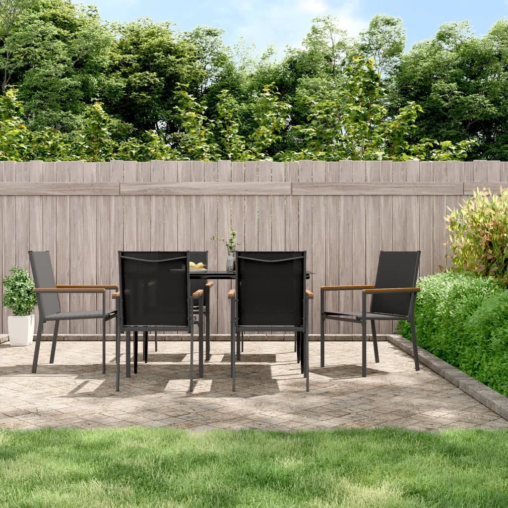 vidaXL VidaXL 3 Piece Garden Dining Set Black Textilene Outdoor - Garden Set