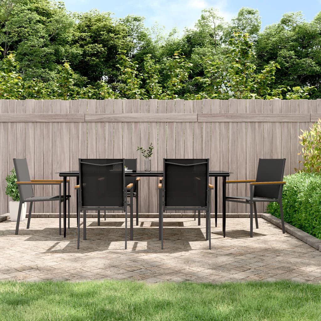 VidaXL 3 Piece Garden Dining Set Black Textilene Outdoor by vidaXL
