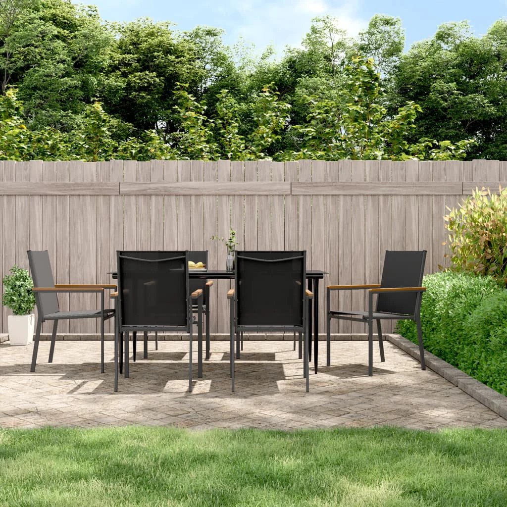 VidaXL 3 Piece Garden Dining Set Black Textilene Outdoor by vidaXL
