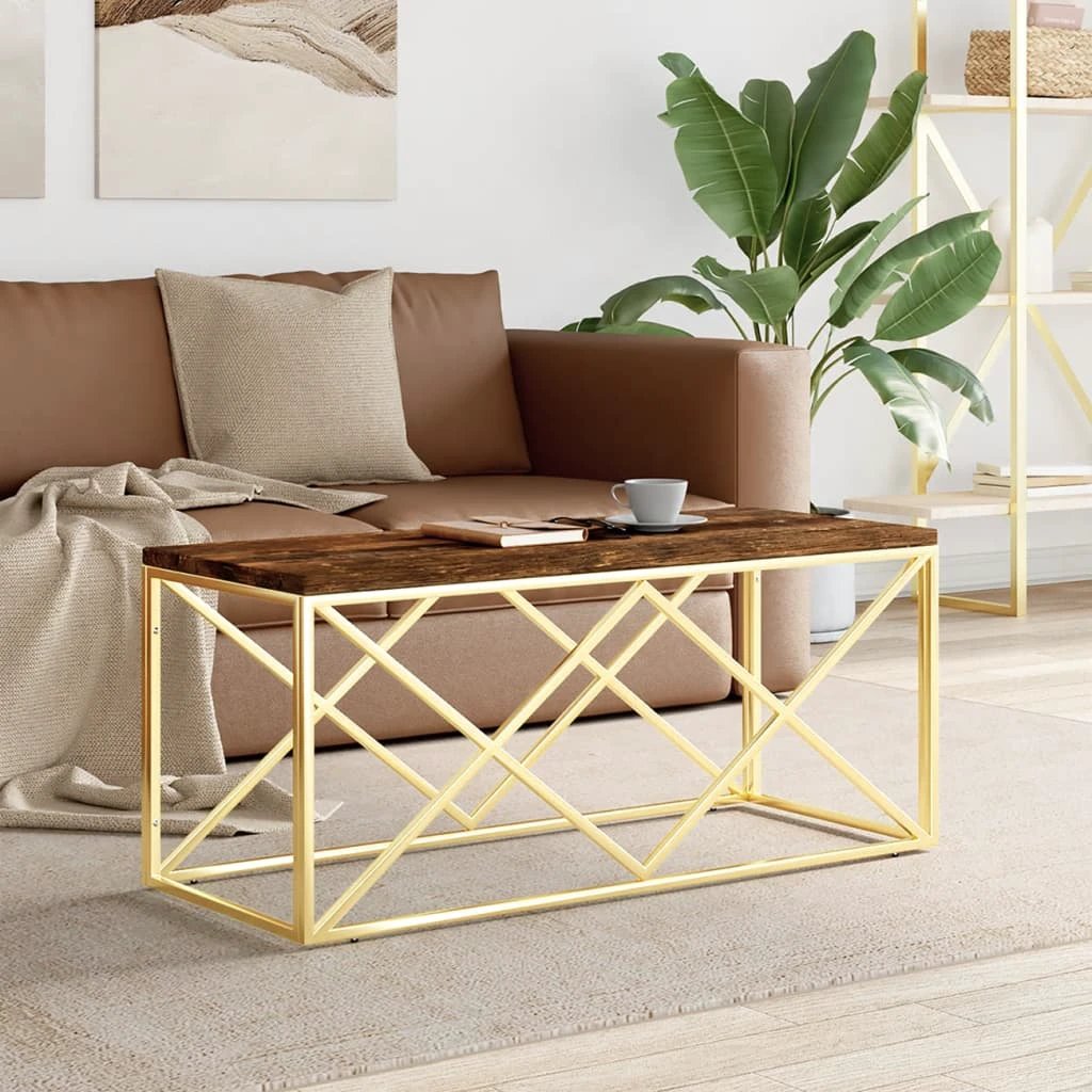 VidaXL Coffee Table 110x45x45 Cm Stainless Steel Glass Modern Living Room Centerpiece by vidaXL