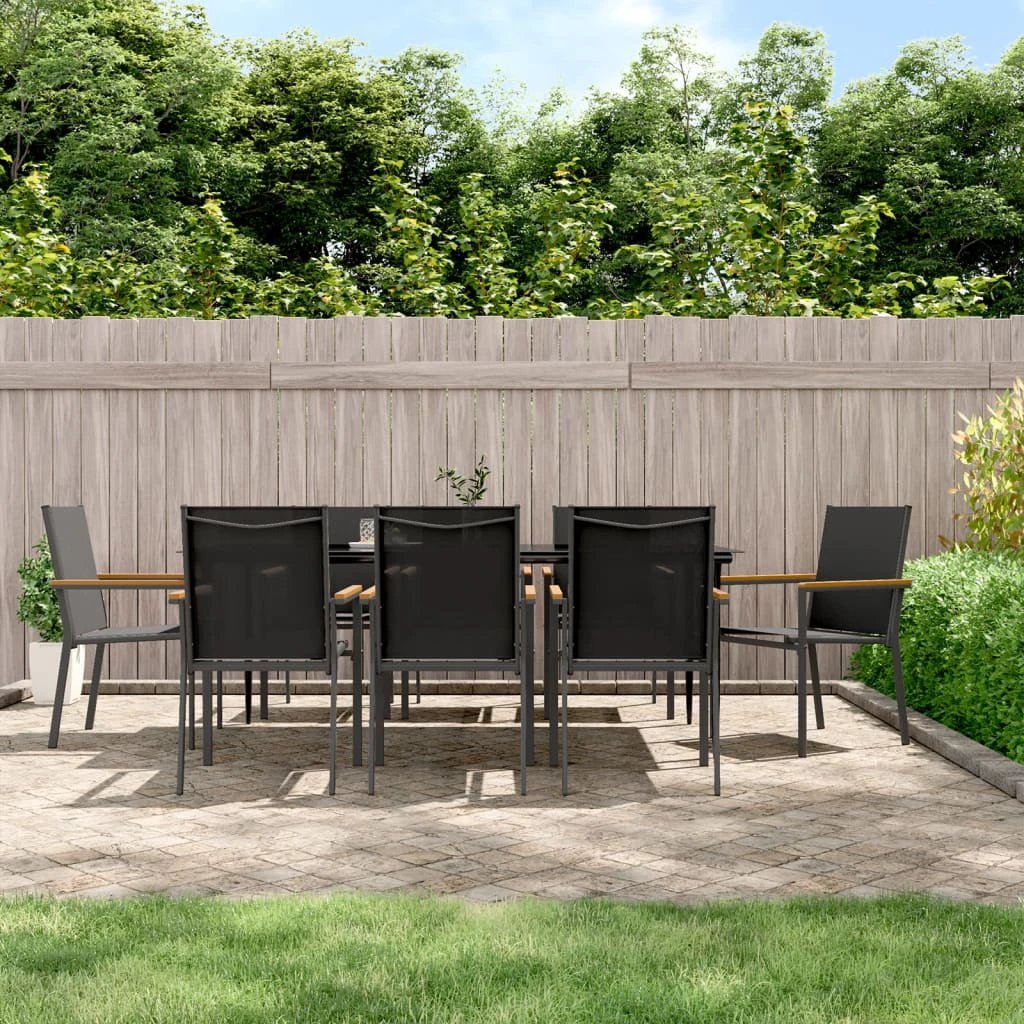 VidaXL 3 Piece Garden Dining Set Black Textilene Outdoor by vidaXL