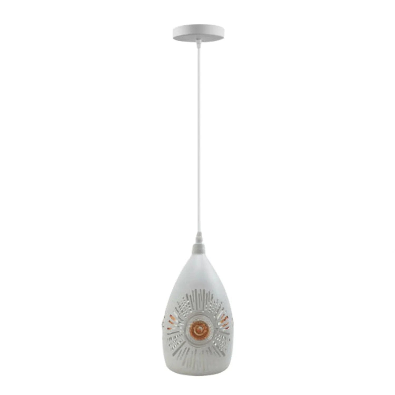 LEDSONE Vintage Industrial Ceiling Pendant Light, White Metal Shade Hanging Chandelier Lights - Pendant Lights