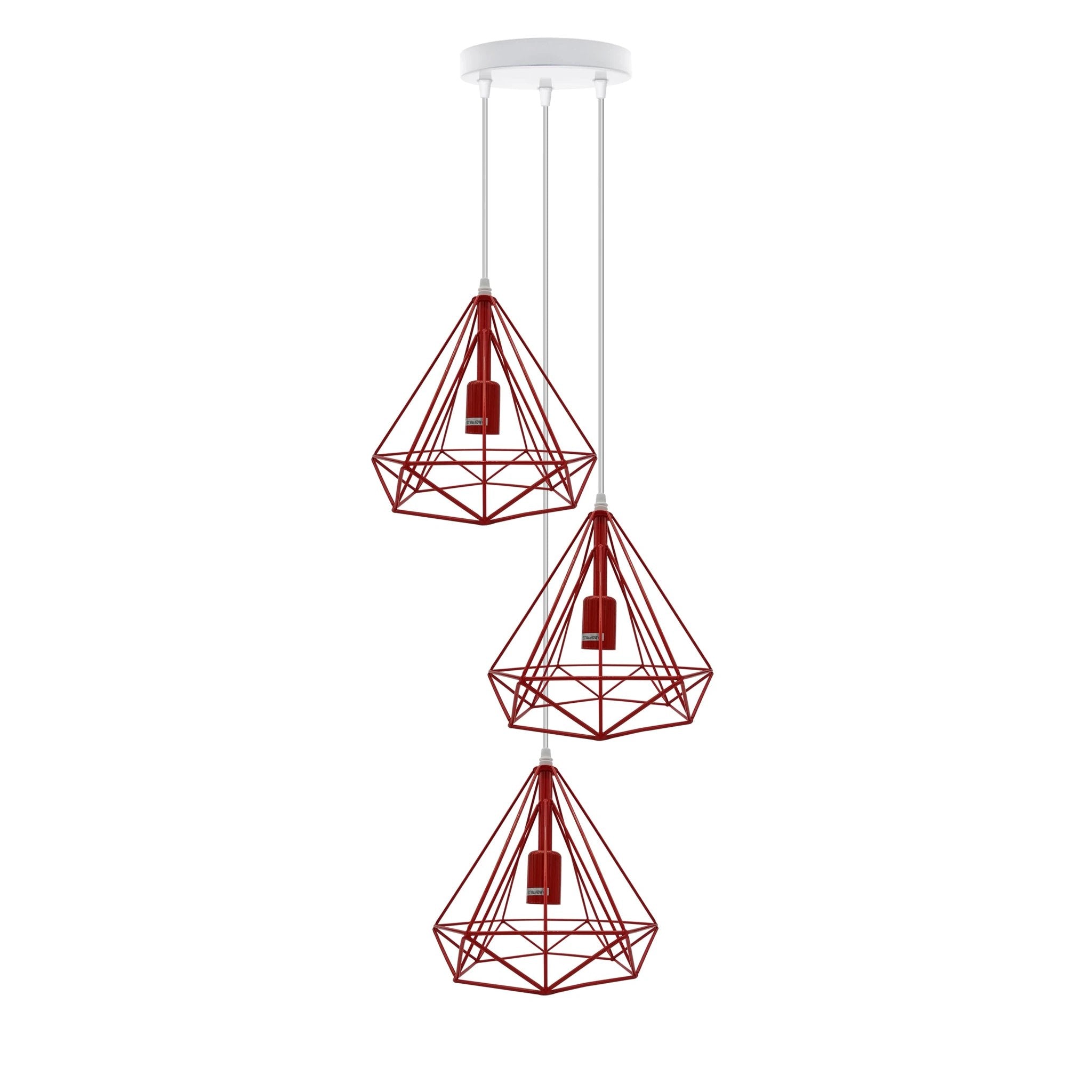 LEDSONE Vintage Industrial Pendant Light Three Head Geometric Wire Cage For Loft Decor Spaces - Ceiling Lights