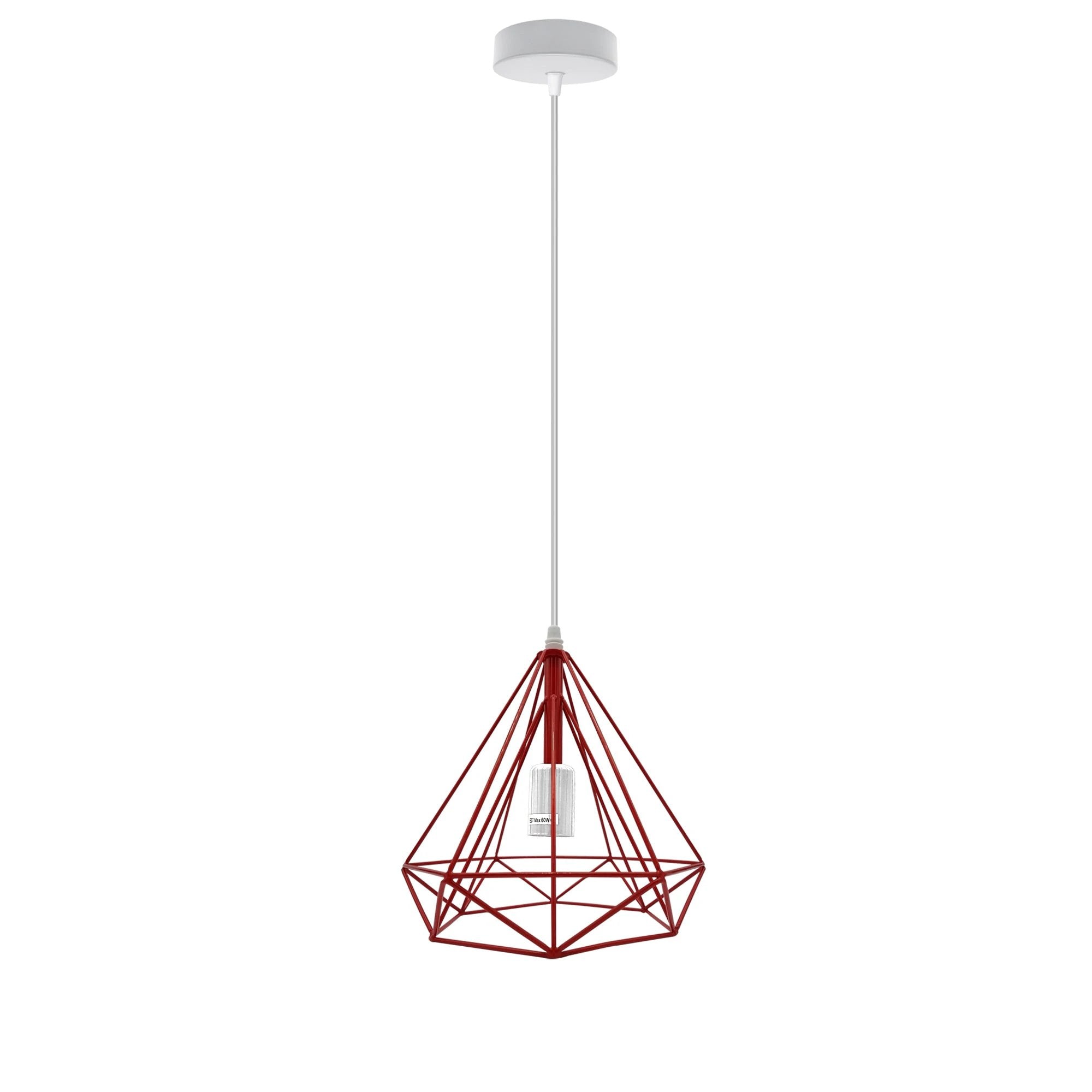 Red Vintage Industrial Pendant Lamp Geometric Cage E27 Loft Lighting For Home Decor by LEDSONE